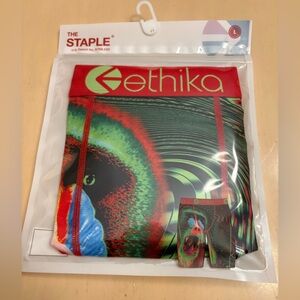 ethika Red Waistband Multicolor Peacock Graphic Boxer Briefs